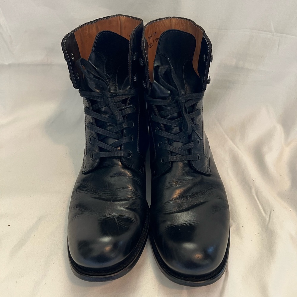 John Varvatos Black Leather Lace-Up Boots Size: 11
